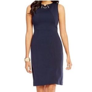 Ivanka Trump Navy Blue Size 10 Gold Chain-Detailed Dress